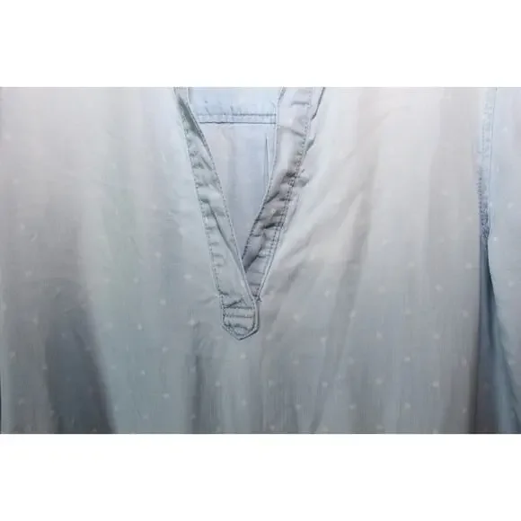 Cloth & Stone Dot Denim Chambray Tunic Top Faded Mini Shirt Dress Size Medium - Picture 9 of 16